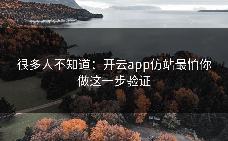 很多人不知道：开云app仿站最怕你做这一步验证