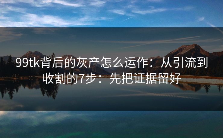 99tk背后的灰产怎么运作：从引流到收割的7步：先把证据留好