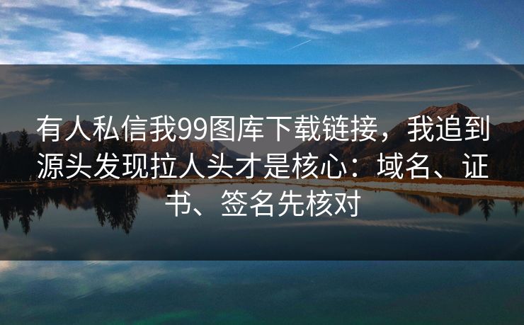 有人私信我99图库下载链接，我追到源头发现拉人头才是核心：域名、证书、签名先核对