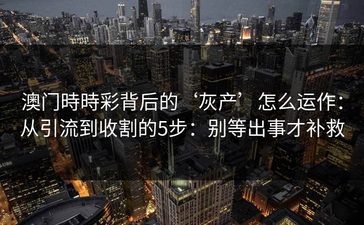 澳门時時彩背后的‘灰产’怎么运作：从引流到收割的5步：别等出事才补救